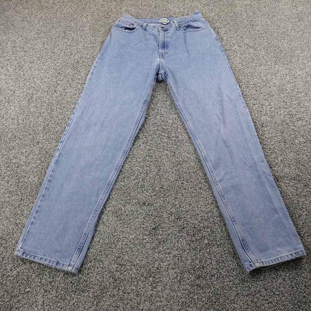 VTG LL Bean Jeans Womens 12 Light Blue Denim Pants High Rise Straight Mom Y2K